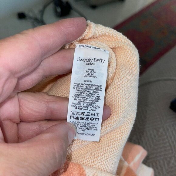 Sweaty Betty Womens Sweatshirt Pants Set Size Small Peach Animal Print Fleece - Picture 8 of 9